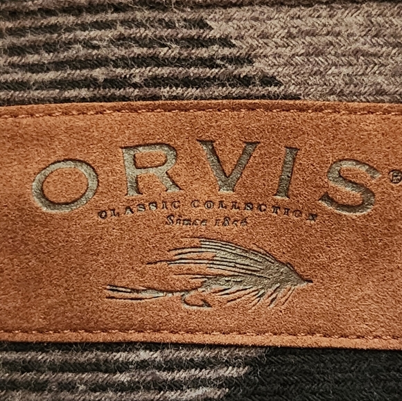 Orvis M Heavy Flannel Shirt Jacket Fleece Lined Cuffs Buffalo Plaid Shacket - Picture 12 of 14